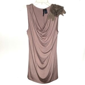 Beige tank top floral shoulder embellishment M